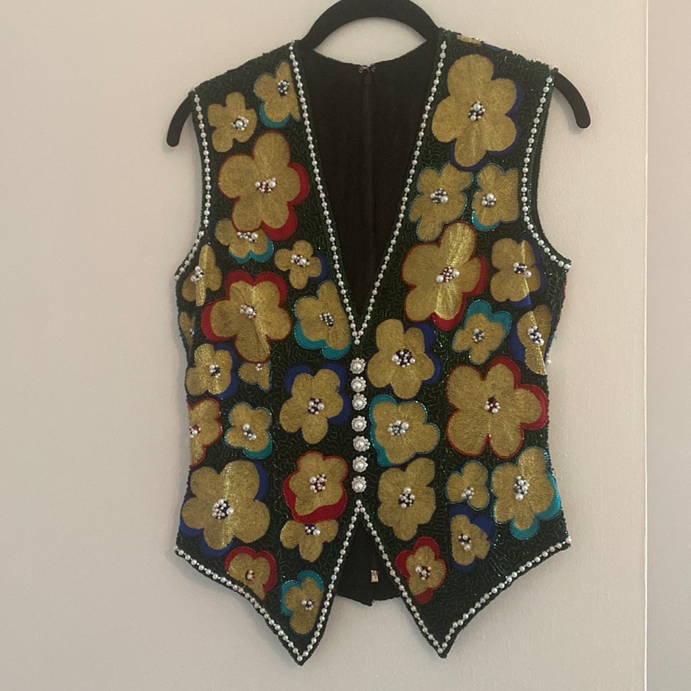 Vintage beaded vest like shirt